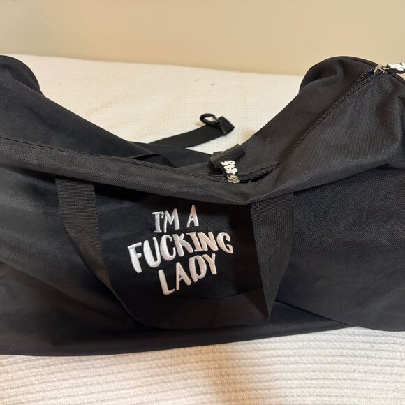 Assholes Live Forever, I'm a F**ing Lady duffle Bag, black/ White, NWOT - Picture 1 of 4